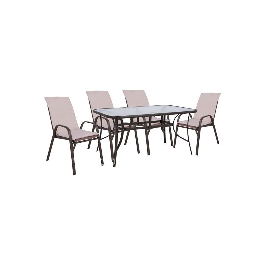 OUTDOOR DINING SET 5PCS HM10570.02 TABLE 150X90cm & 4 CHAIRS WITH CUSHION--BROWN