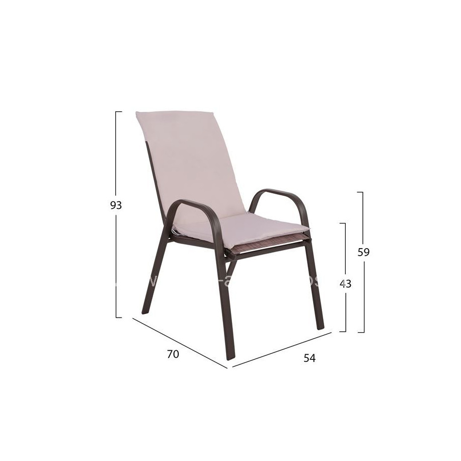 OUTDOOR DINING SET 5PCS HM10570.02 TABLE 150X90cm & 4 CHAIRS WITH CUSHION--BROWN