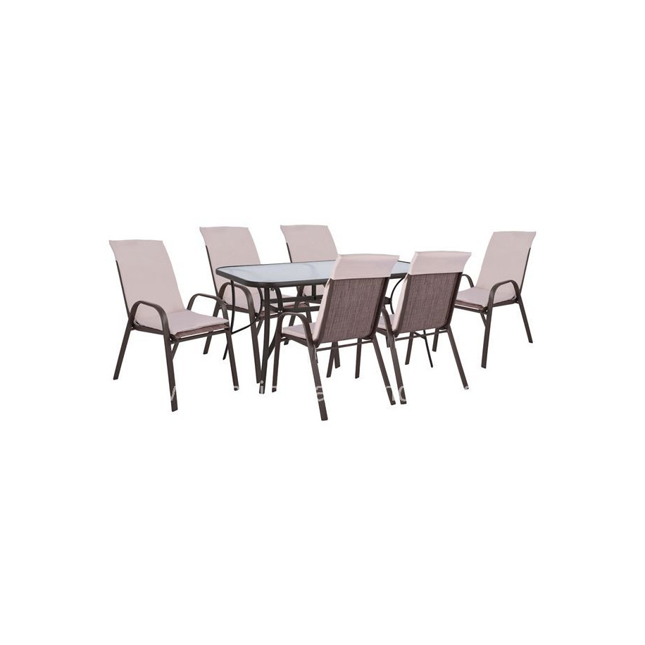 Set Dining Table 7 pieces Chairs with pillow & table 150x90 HM10572.02 Brown