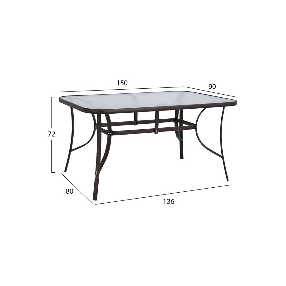 Set Dining Table 7 pieces Chairs with pillow & table 150x90 HM10572.02 Brown