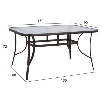 Set Dining Table 7 pieces Chairs with pillow & table 150x90 HM10572.02 Brown