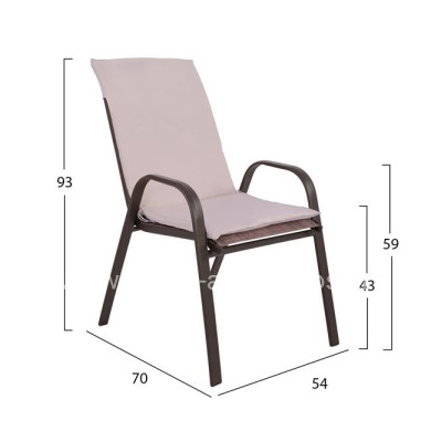 Set Dining Table 7 pieces Chairs with pillow & table 150x90 HM10572.02 Brown