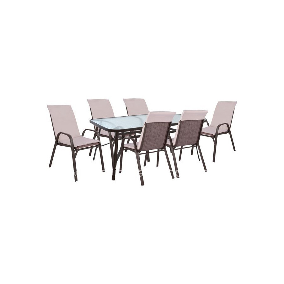 Set Dining Table 7 pieces Chairs  with Pillow & Table 160x90 HM10571.02 Brown