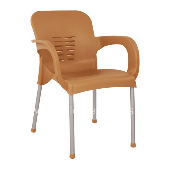 Polypropylene armchair KAREK HM5592.03 wood color with aluminum leg 59x58x81 cm.