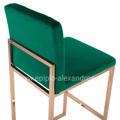 Bar Stool Piper Velvet Cypress & Gold Metallic Frame HM8525.03 40x49x96 cm