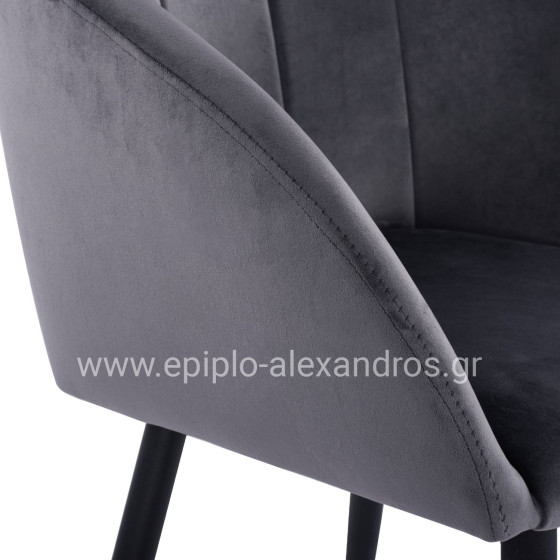 Armchair Bessie HM8699.01 Velvet Grey with metallic frame 60x62x80 cm.