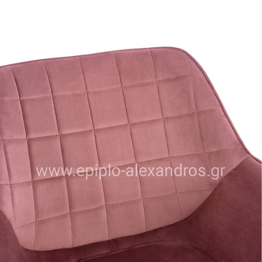 BENJAMIN VELVET ARMCHAIR DUSTY PINK WITH METAL LEGS HM8682.02 69x68x78 cm.