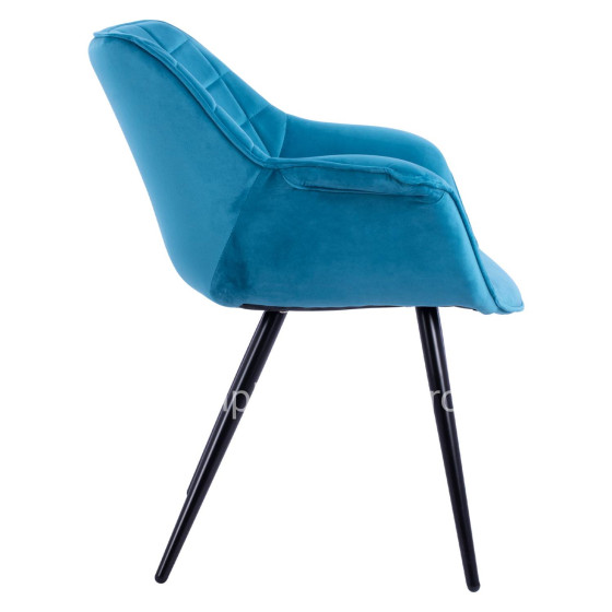 Armchair Benjamin from turquoise velvet with metallic legs HM8682.09 69x68x78 cm.