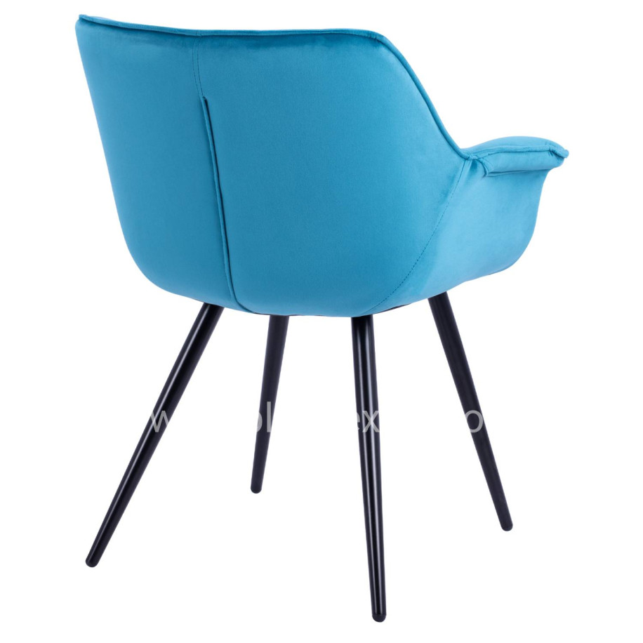 Armchair Benjamin from turquoise velvet with metallic legs HM8682.09 69x68x78 cm.