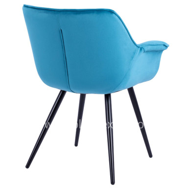 Armchair Benjamin from turquoise velvet with metallic legs HM8682.09 69x68x78 cm.