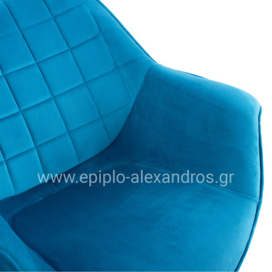 Armchair Benjamin from turquoise velvet with metallic legs HM8682.09 69x68x78 cm.
