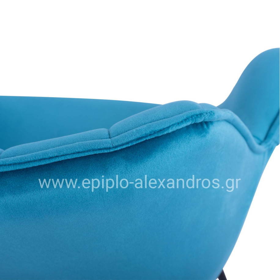 Armchair Benjamin from turquoise velvet with metallic legs HM8682.09 69x68x78 cm.