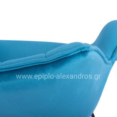 Armchair Benjamin from turquoise velvet with metallic legs HM8682.09 69x68x78 cm.