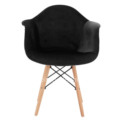 Armchair with wooden legs & velvet black Mirto HM8720.04 62x62x80 cm.