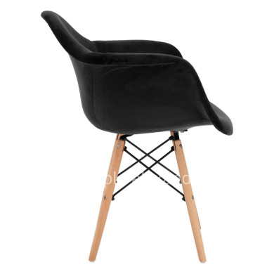 Armchair with wooden legs & velvet black Mirto HM8720.04 62x62x80 cm.