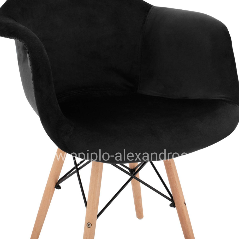 Armchair with wooden legs & velvet black Mirto HM8720.04 62x62x80 cm.