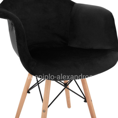 Armchair with wooden legs & velvet black Mirto HM8720.04 62x62x80 cm.