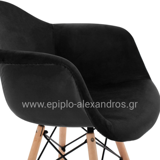 Armchair with wooden legs & velvet black Mirto HM8720.04 62x62x80 cm.