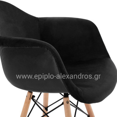 Armchair with wooden legs & velvet black Mirto HM8720.04 62x62x80 cm.