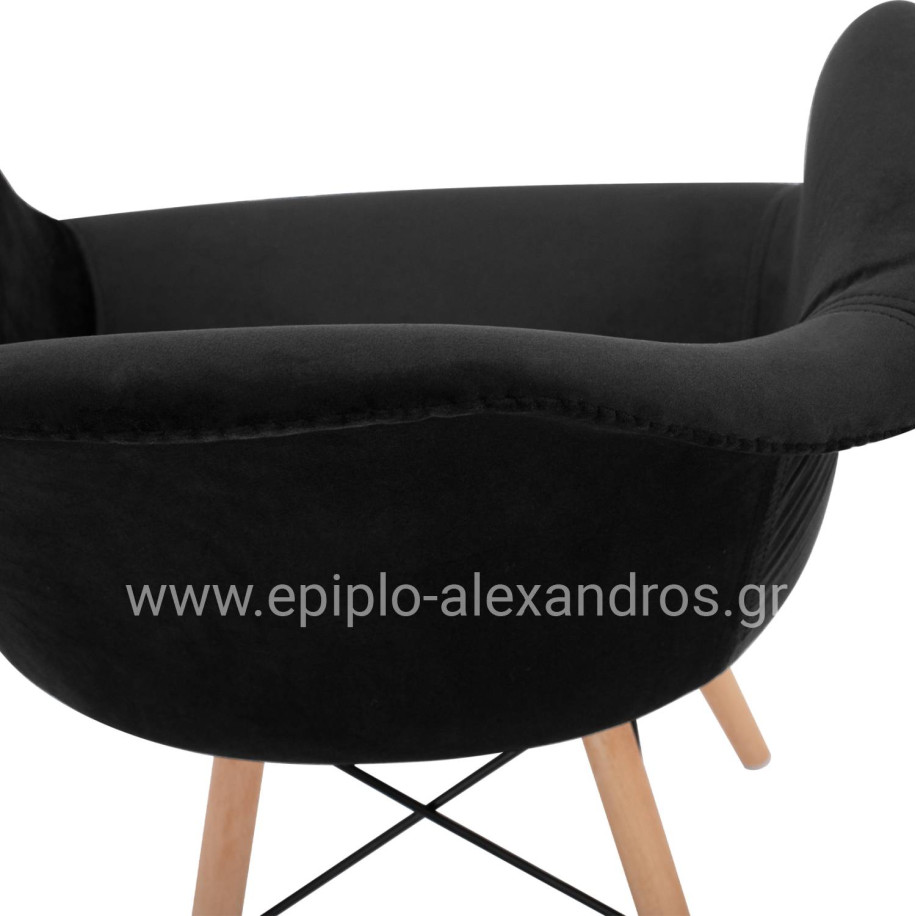 Armchair with wooden legs & velvet black Mirto HM8720.04 62x62x80 cm.