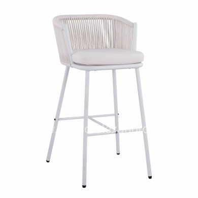 Stool with metallic frame and rope white HM5714.03 46x54x101 cm
