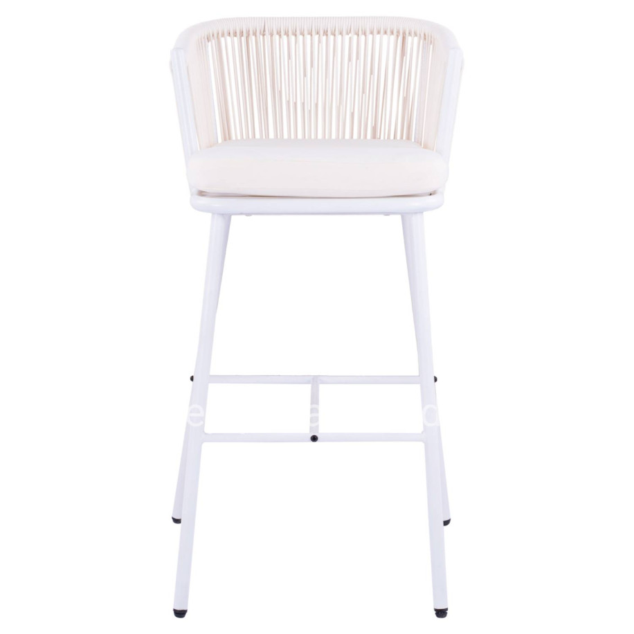 Stool with metallic frame and rope white HM5714.03 46x54x101 cm