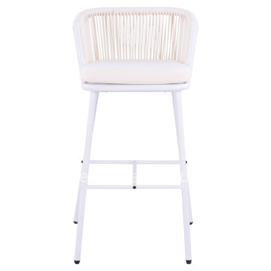 Stool with metallic frame and rope white HM5714.03 46x54x101 cm