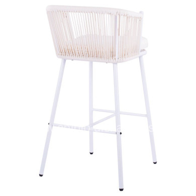 Stool with metallic frame and rope white HM5714.03 46x54x101 cm