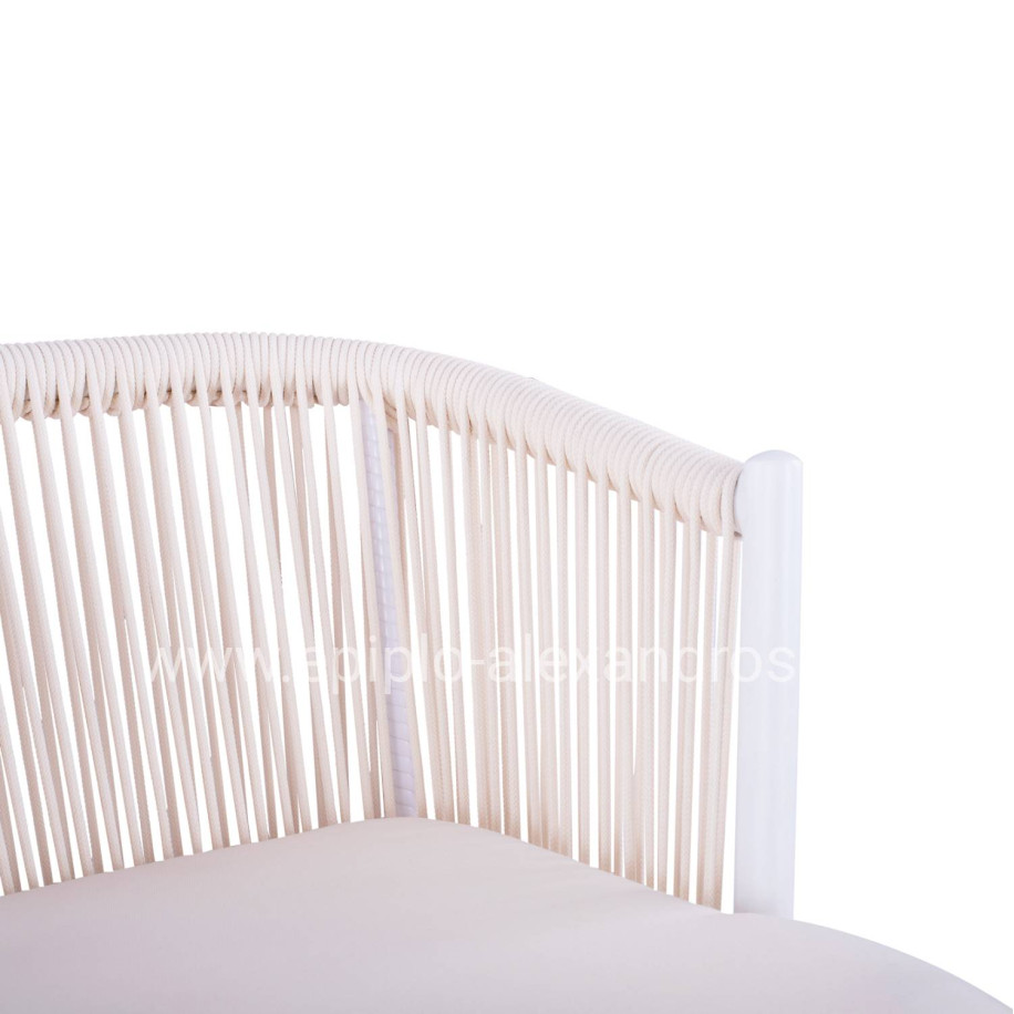 Stool with metallic frame and rope white HM5714.03 46x54x101 cm