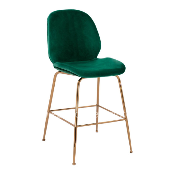 Bar Stool Middle Height Nora HM8524.03 Velvet Cyppress Green & Gold  metallic Frame 52x61,5x103 cm.