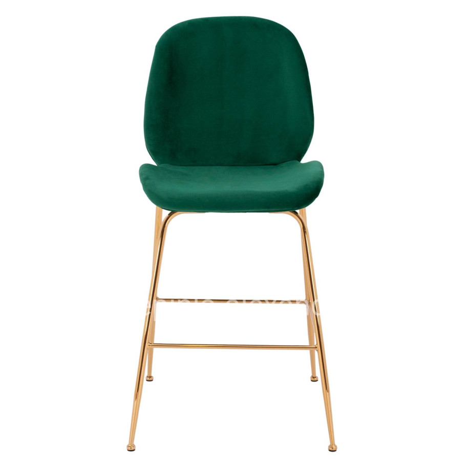 Bar Stool Middle Height Nora HM8524.03 Velvet Cyppress Green & Gold  metallic Frame 52x61,5x103 cm.