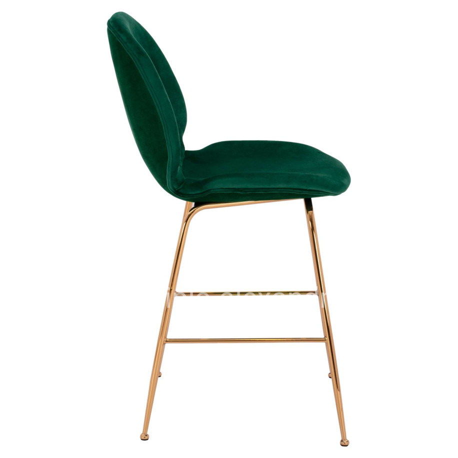 Bar Stool Middle Height Nora HM8524.03 Velvet Cyppress Green & Gold  metallic Frame 52x61,5x103 cm.