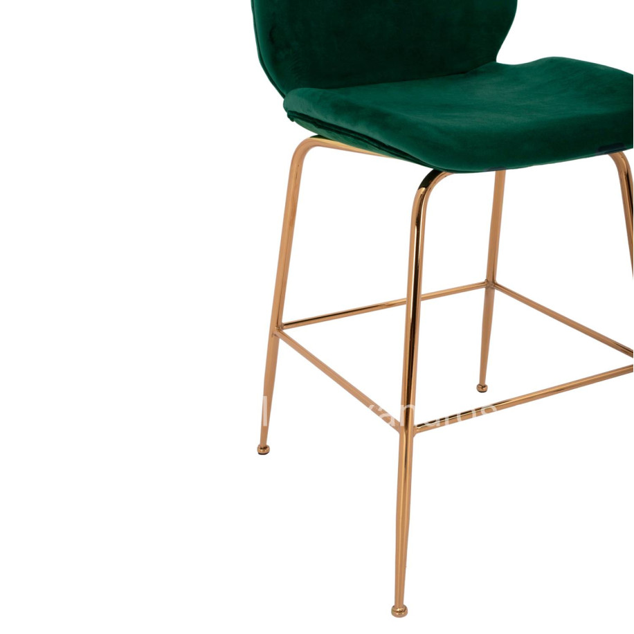 Bar Stool Middle Height Nora HM8524.03 Velvet Cyppress Green & Gold  metallic Frame 52x61,5x103 cm.