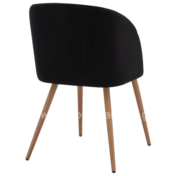 Armchair Leah with Velvet Black and Metallic Legs HM8543.04 53x57x81 cm.