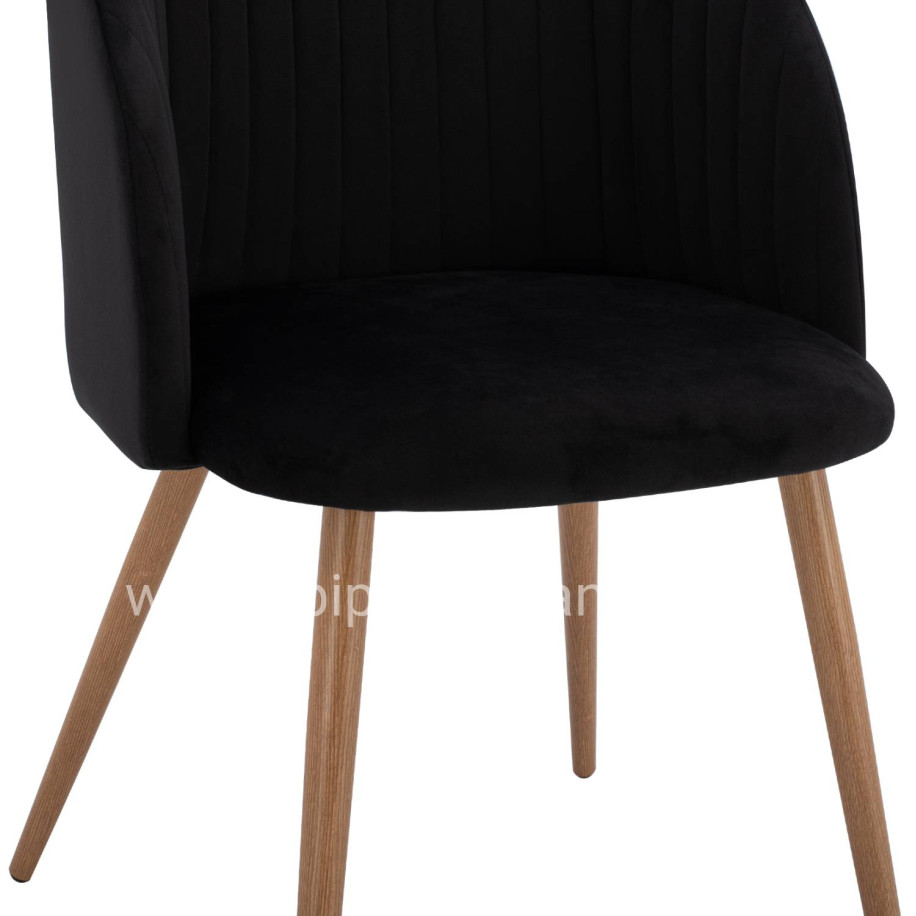 Armchair Leah with Velvet Black and Metallic Legs HM8543.04 53x57x81 cm.