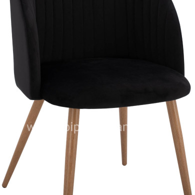 Armchair Leah with Velvet Black and Metallic Legs HM8543.04 53x57x81 cm.