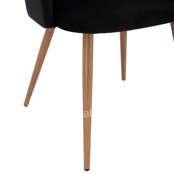 Armchair Leah with Velvet Black and Metallic Legs HM8543.04 53x57x81 cm.