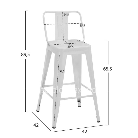 ΣΚΑΜΠΟ ΜΕΣΑΙΟΥ ΥΨΟΥΣ ΜΕΤΑΛΛΙΚΟ MELITA ΜΕ ΠΛΑΤΗ ΣΕ ΛΕΥΚΟ ΜΑΤ HM8574.31 42x42x89,5Υ εκ.