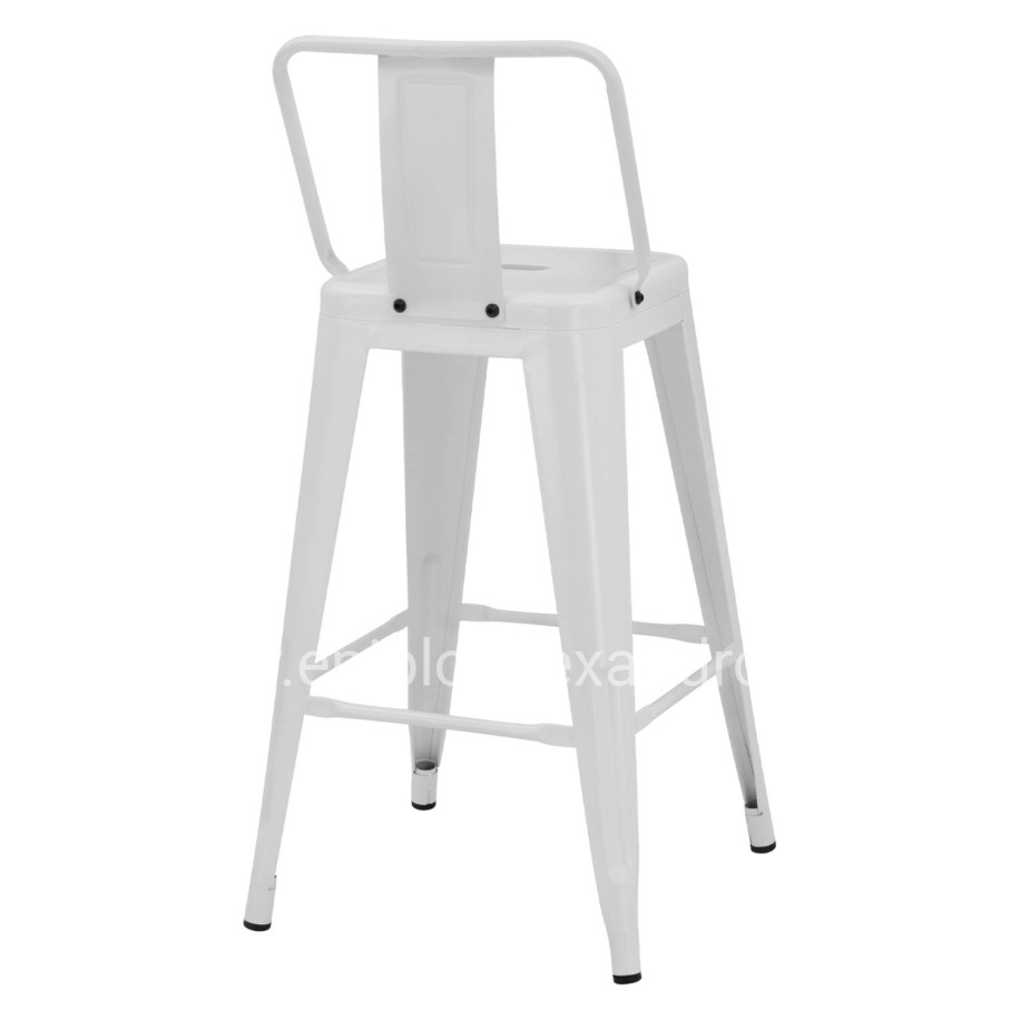 Bar Stool Middle Height Melita with back white matte HM8574.31 42x42x89,5cm