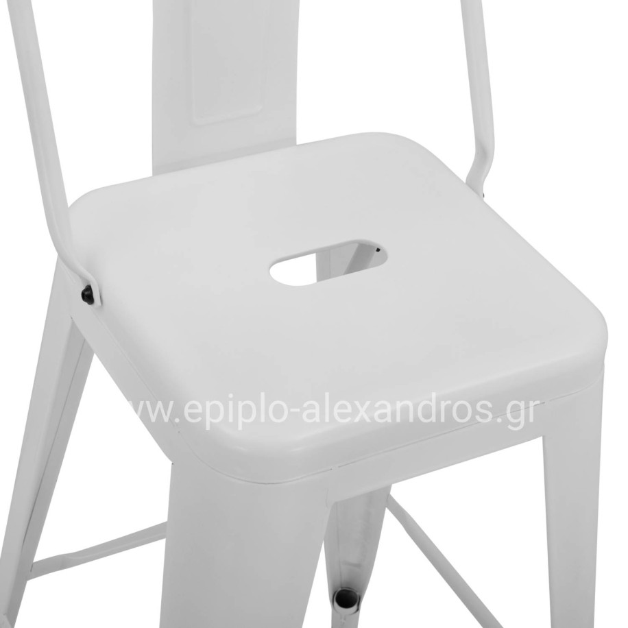 Bar Stool Middle Height Melita with back white matte HM8574.31 42x42x89,5cm