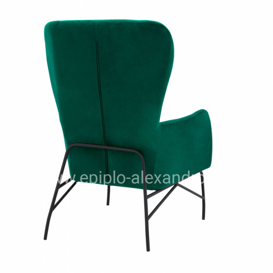 Armchair Velvet Cypress Green with metallic black leg HM8721.03 67x80x102 cm.