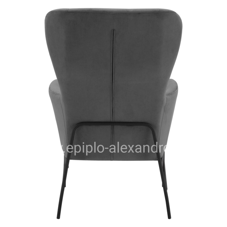 Armchair Velvet Grey with metallic black leg HM8721.01 67x80x102 cm.