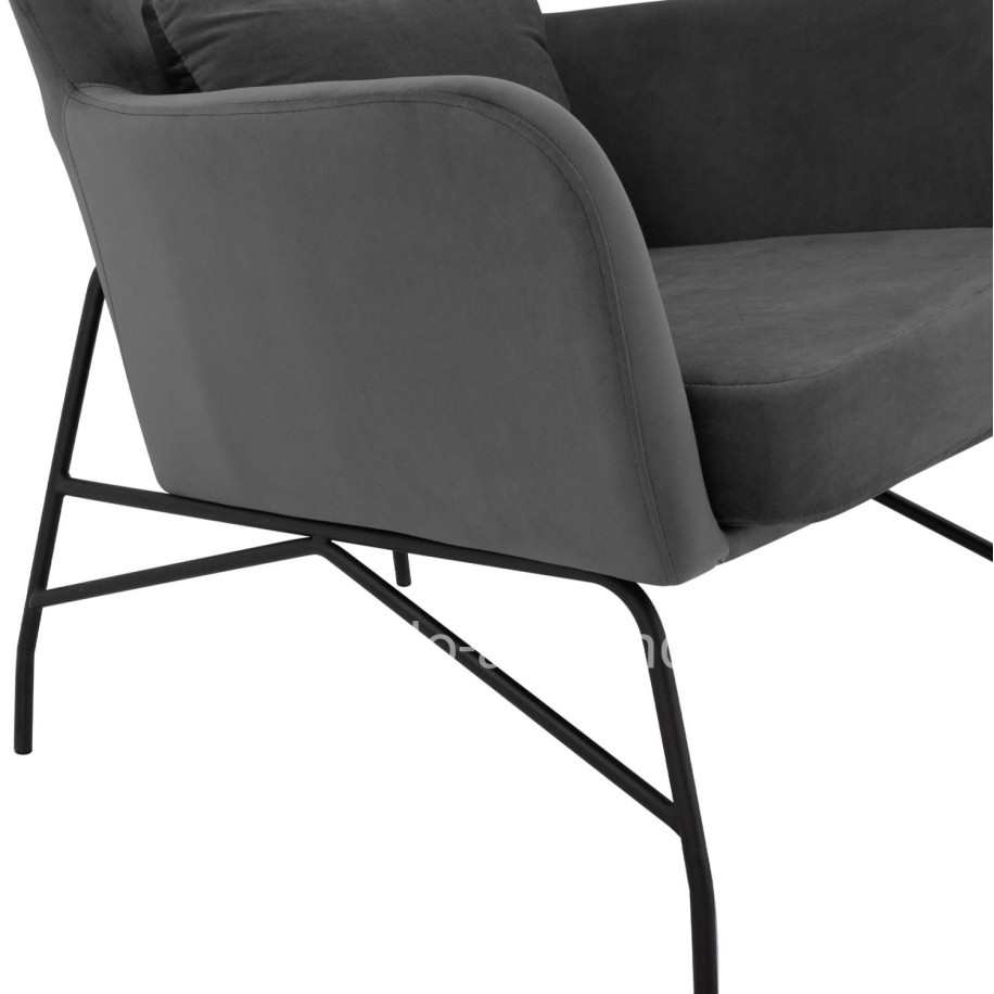 Armchair Velvet Grey with metallic black leg HM8721.01 67x80x102 cm.