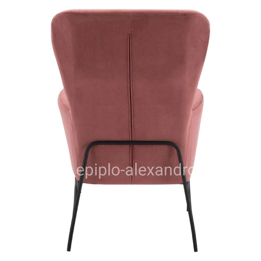 Armchair "ROYALTY", Velvet Dusty Pink, with metal black leg HM8721.02