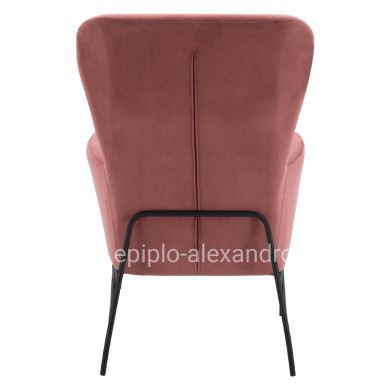 Armchair "ROYALTY", Velvet Dusty Pink, with metal black leg HM8721.02