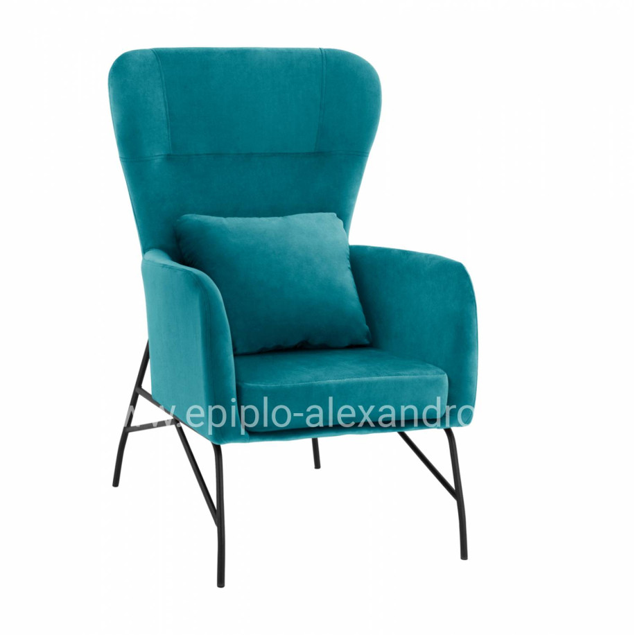 ΠΟΛΥΘΡΟΝΑ ΜΠΕΡΖΕΡΑ ΒΕΛΟΥΔΟ ΤΙΡΚΟΥΑΖ ΜΕ ΜΕΤΑΛΛΙΚΟ ΜΑΥΡΟ ΠΟΔΙ HM8721.08 67x80x102 εκ.