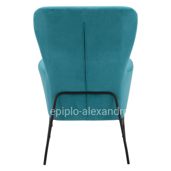 Armchair Velvet Turquoise with metallic black leg HM8721.08 67x80x102 cm.