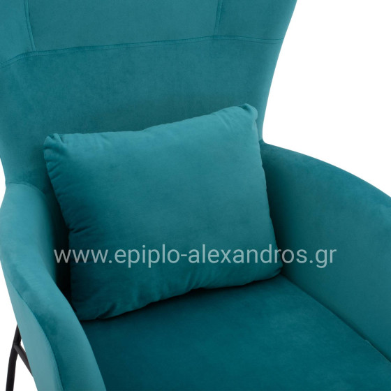 Armchair Velvet Turquoise with metallic black leg HM8721.08 67x80x102 cm.