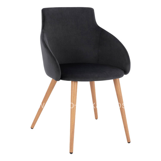 Armchair Ivy Velvet Black with metallic legs HM8546.04 53x55x79cm