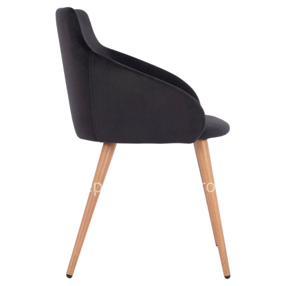 Armchair Ivy Velvet Black with metallic legs HM8546.04 53x55x79cm